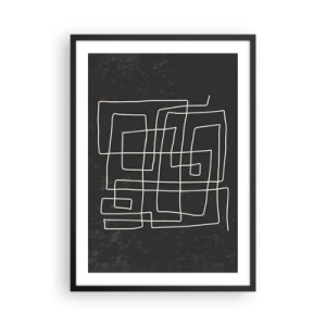 Poster in einem schwarzem Rahmen - Geometrische Abstraktion auf schwarzem Hintergrund - 50x70cm - Nicht so einfach - Moderne Wanddekoration für Wohnzimmer und Schlafzimmer ARTTOR