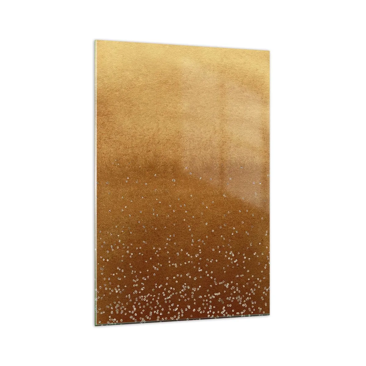 Glasbild - Bild auf glas - Ein goldener Farbverlauf mit dezentem Schimmer und Verzierung - 70x100cm - Die Geburt des Lichts - Moderne Wanddekoration für Wohnzimmer und Schlafzimmer ARTTOR