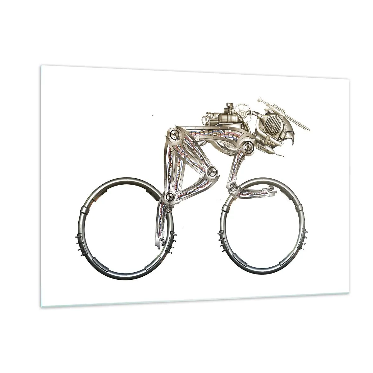 Glasbild - Bild auf glas - Industriefahrrad aus Metall - 120x80cm - Eine tolle Maschine - Moderne Wanddekoration für Wohnzimmer und Schlafzimmer ARTTOR