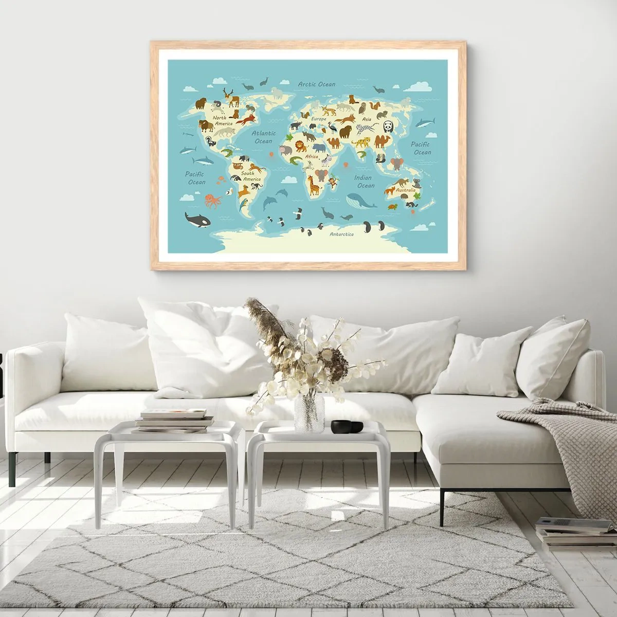 Poster in einem Rahmen aus heller Eiche - Gute Nachbarn - 70x50 cm