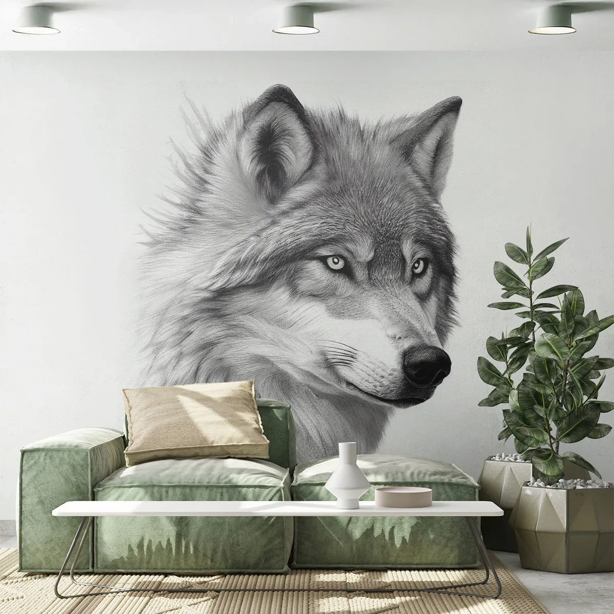 Selbstklebende Fototapete Deluxe Sticker - Alpha – ohne Zweifel - Wolf, Tier, skandinavisch - 350x256 cm