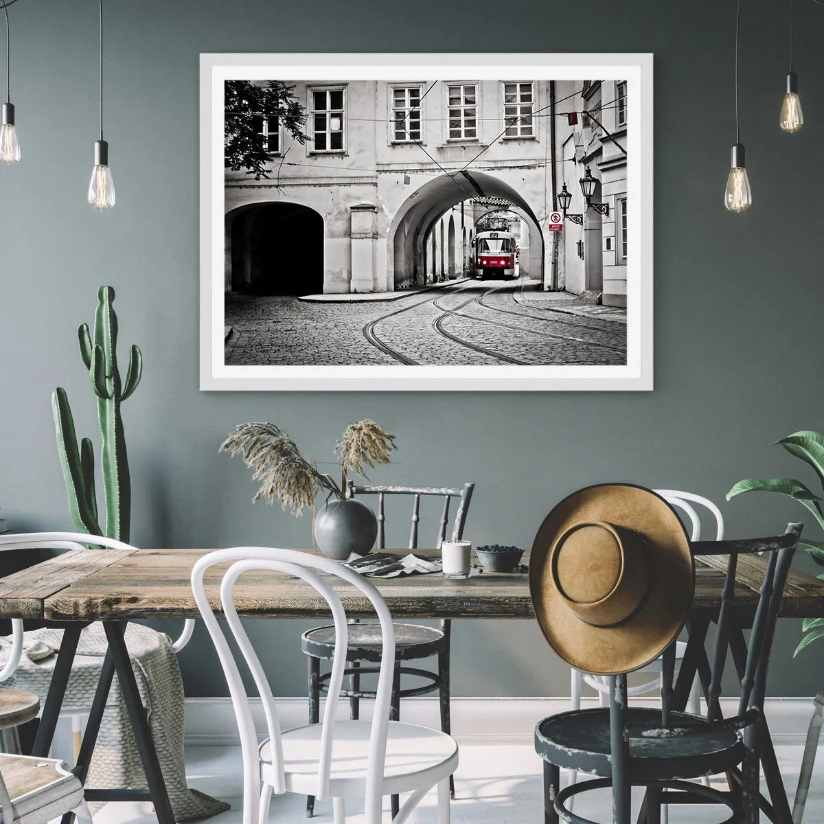 Poster in einem weißen Rahmen - Durch das Stadtlabyrinth - 50x40 cm