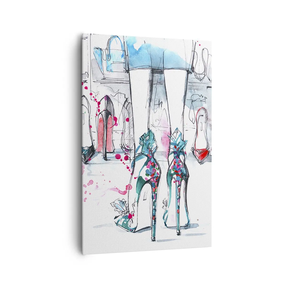 Bild auf Leinwand - Leinwandbild - Künstlerische Grafiken mit High Heels und Accessoires - 80x120cm - Sesam, mach auf - Moderne Wanddekoration für Wohnzimmer und Schlafzimmer ARTTOR