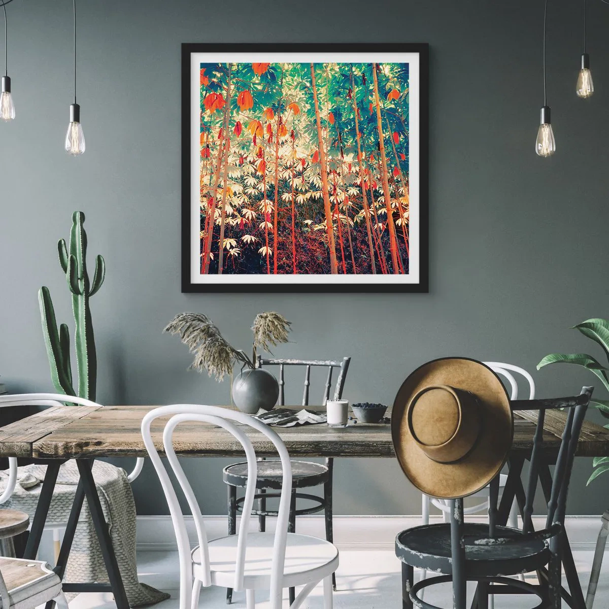 Poster in einem schwarzem Rahmen - Das geheime Leben der Blätter - 40x40 cm