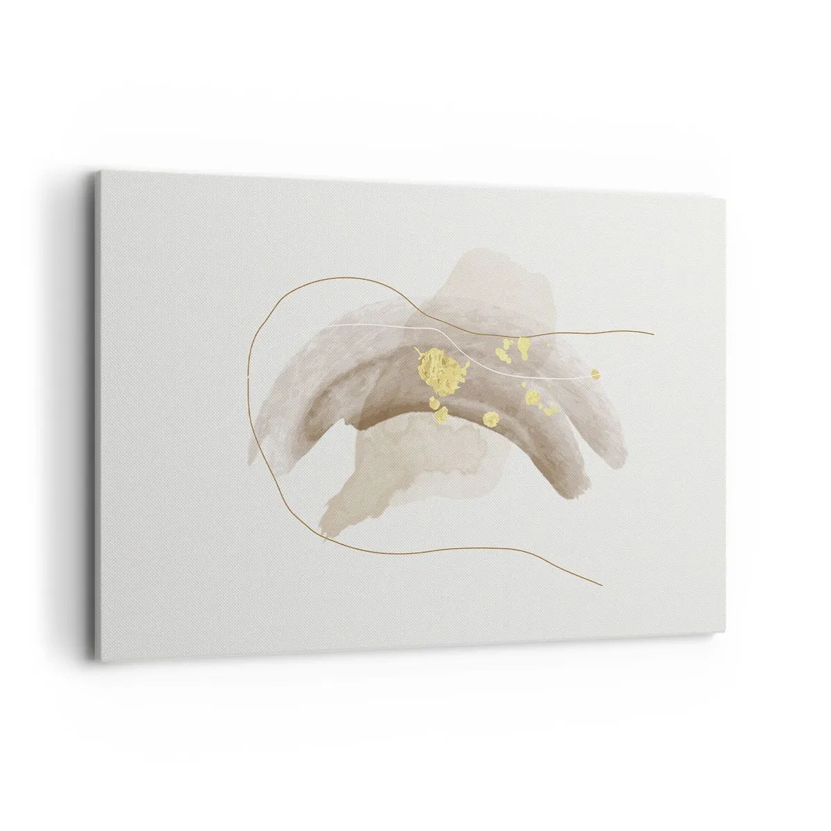 Bild auf Leinwand - Leinwandbild - Eine abstrakte Komposition in Beige- und Goldtönen. - 120x80cm - Im Weltraum begegnet - Moderne Wanddekoration für Wohnzimmer und Schlafzimmer ARTTOR