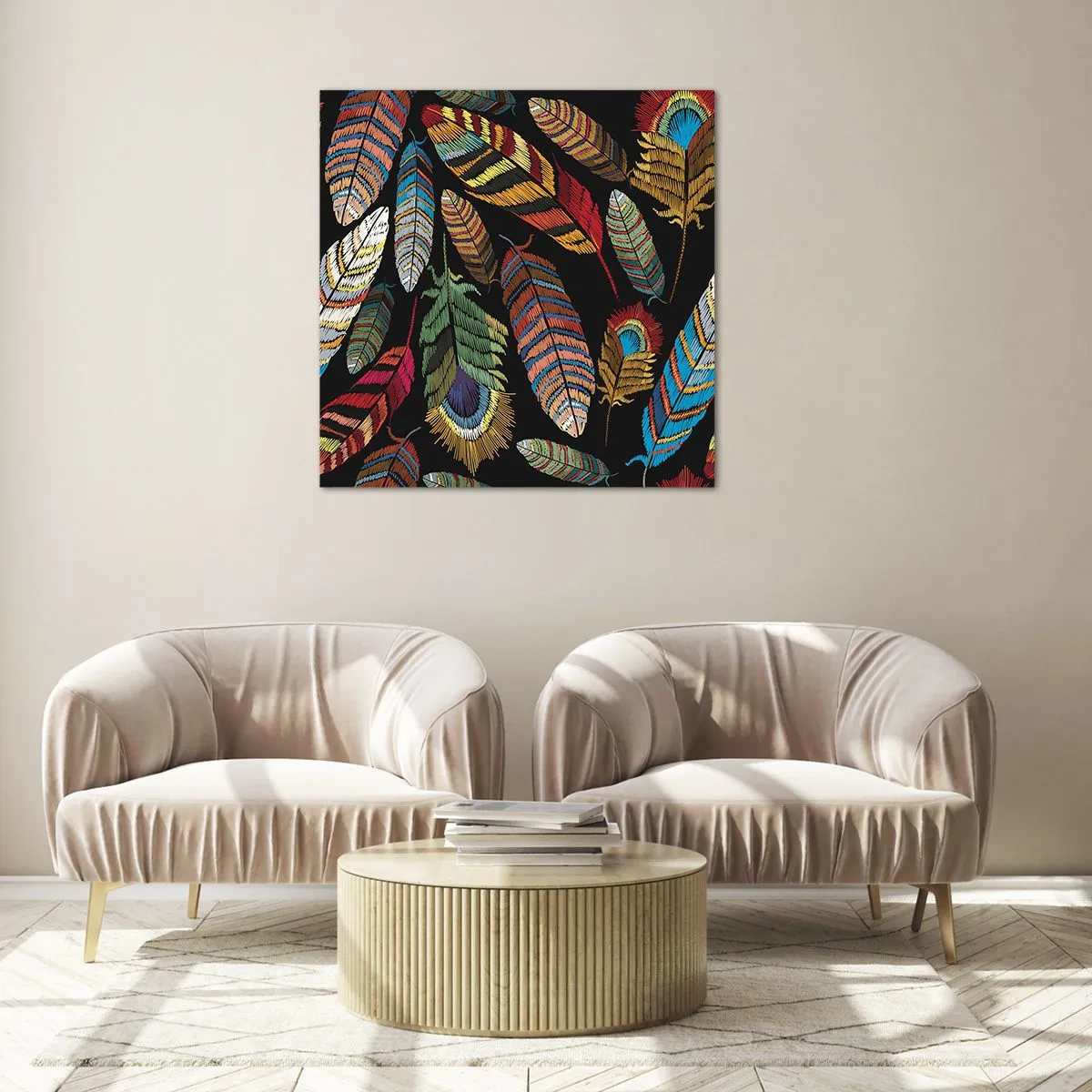 Glasbild - Bild auf glas - Der Vogelkarneval - 70x70 cm