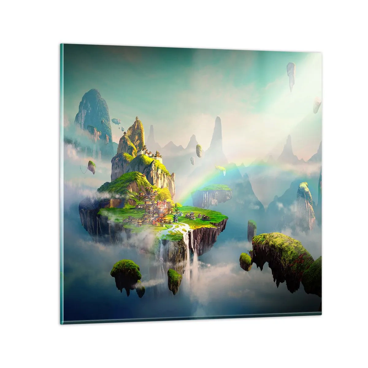 Glasbild - Bild auf glas - Mitten am Himmel - glückliche Inseln - 60x60 cm