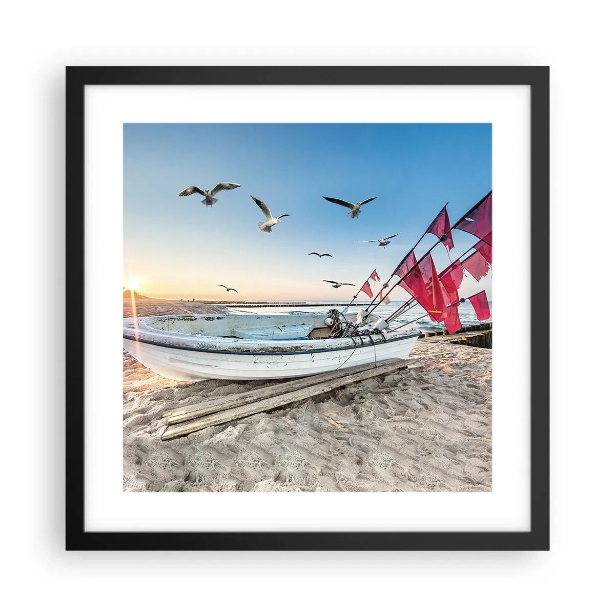 Poster in einem schwarzem Rahmen - Wohlverdiente Ruhe - 40x40 cm