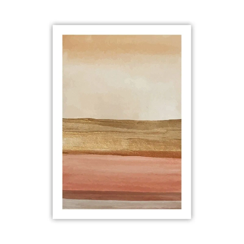 Poster - Eine abstrakte Komposition in warmen Beige- und Rosatönen. - 50x70cm - Vertikale Komposition - Moderne Wanddekoration für Wohnzimmer und Schlafzimmer ARTTOR