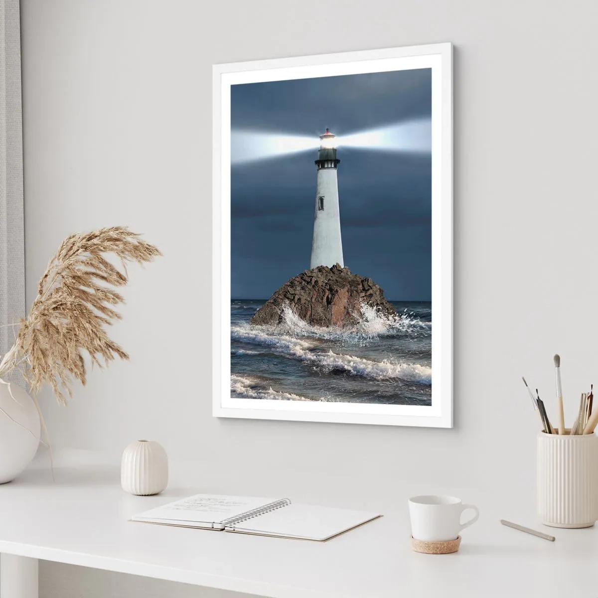 Poster in einem weißen Rahmen - Hier... hier... hier! - 50x70 cm