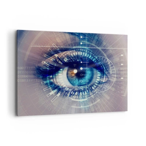 Bild auf Leinwand - Leinwandbild - Ein technologisches Auge mit einer futuristischen Schnittstelle - 100x70cm - Du denkst du kennst mich - Moderne Wanddekoration für Wohnzimmer und Schlafzimmer ARTTOR