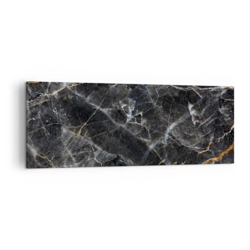 Bild auf Leinwand - Leinwandbild - Schwarz-goldene Details der Marmoroberfläche - 140x50cm - Das Innenleben des Steins - Moderne Wanddekoration für Wohnzimmer und Schlafzimmer ARTTOR