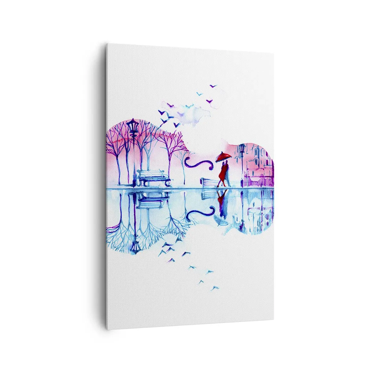 Bild auf Leinwand - Leinwandbild - Stadtsilhouette in Form einer Violine in Aquarellfarben - 80x120cm - Ich bringe dir ein paar Regenbögen - Moderne Wanddekoration für Wohnzimmer und Schlafzimmer ARTTOR