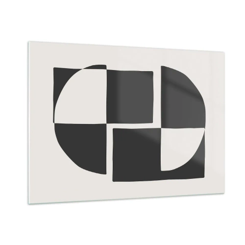 Glasbild - Bild auf glas - Geometrische Komposition aus schwarzen und weißen Formen - 100x70cm - Antithese - Synthese - Moderne Wanddekoration für Wohnzimmer und Schlafzimmer ARTTOR