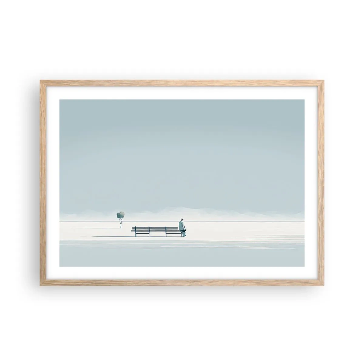 Poster in einem Rahmen aus heller Eiche - Ja, ich warte. - 70x50 cm