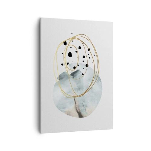 Bild auf Leinwand - Leinwandbild - Minimalistische Abstraktion mit geometrischem Muster und goldenen Linien - 50x70cm - Vom Weltraum umarmt - Moderne Wanddekoration für Wohnzimmer und Schlafzimmer ARTTOR