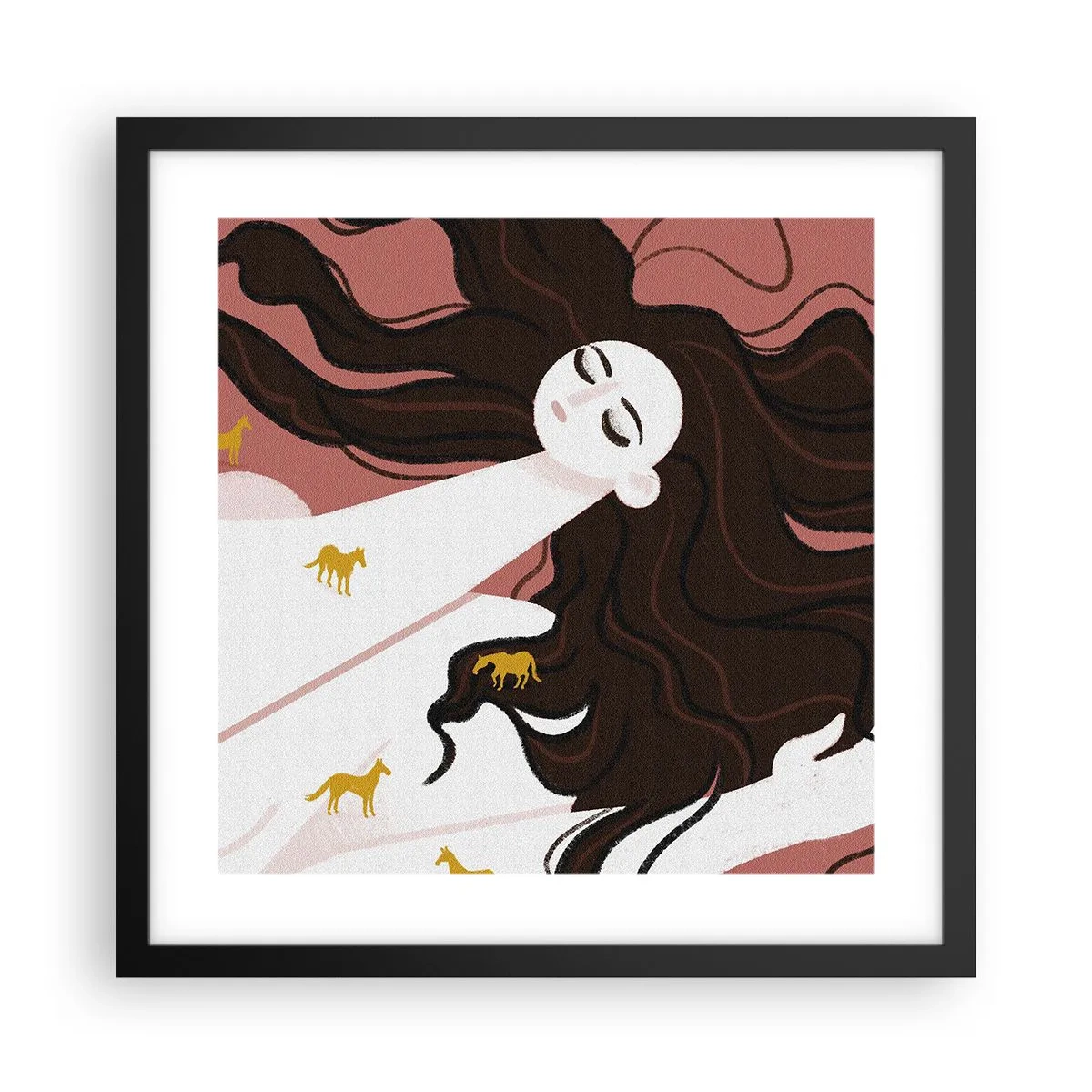 Poster in einem schwarzem Rahmen - Traum von einem goldenen Pferd - 40x40 cm