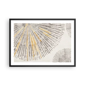 Poster in einem schwarzem Rahmen - Abstraktes strahlenförmiges Muster - 70x50cm - Schönheit des Strahls - Moderne Wanddekoration für Wohnzimmer und Schlafzimmer ARTTOR