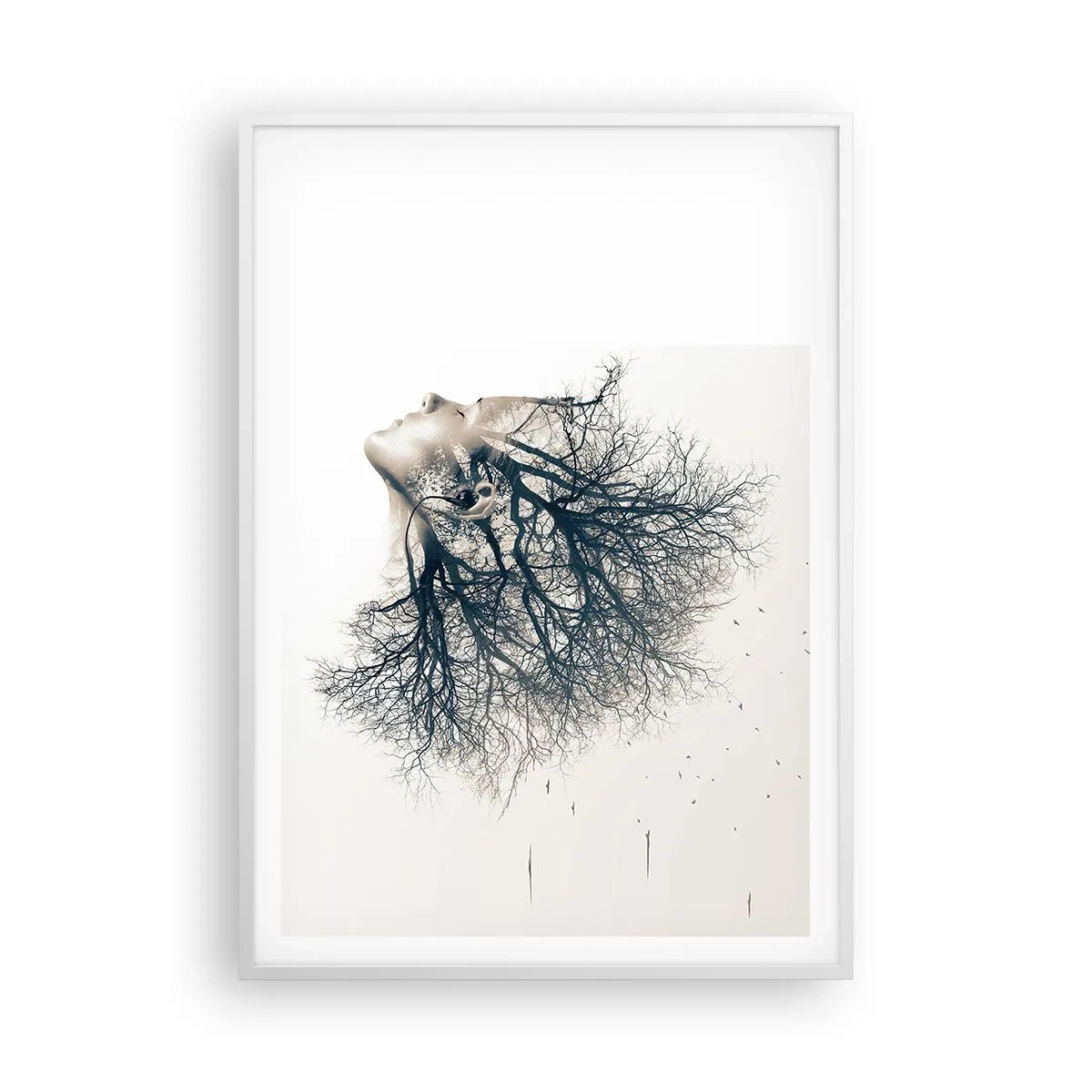 Poster in einem weißen Rahmen - Dem Rauschen der Bäume lauschen - 70x100 cm