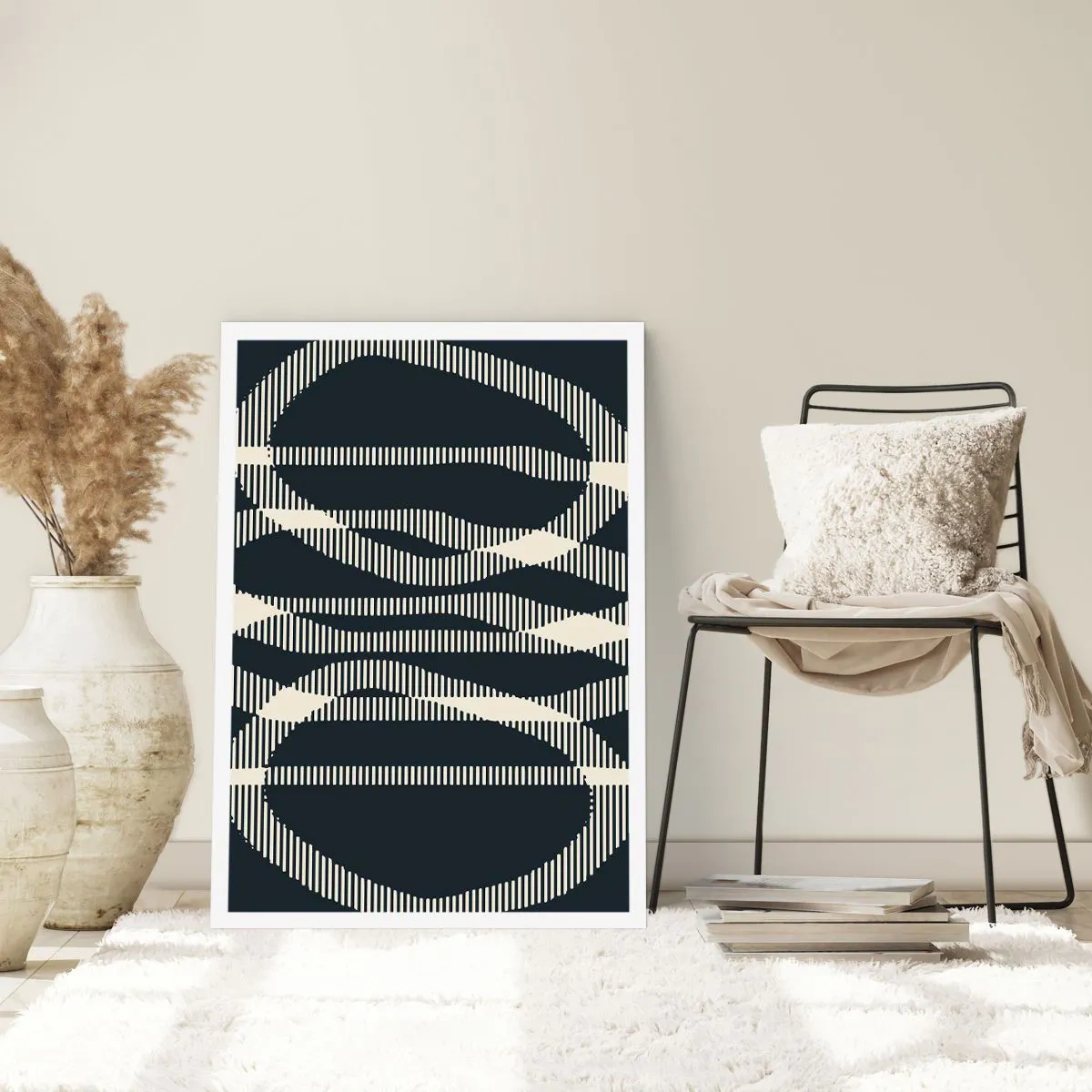 Poster - Abstraktes geometrisches Motiv in Schwarz-Weiß-Tönen - 50x70cm - Ein Versuch, die Dunkelheit zu durchbrechen - Moderne Wanddekoration für Wohnzimmer und Schlafzimmer ARTTOR