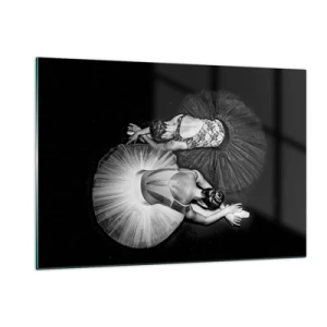 Glasbild - Bild auf glas - Zwei Ballerinas in einer Ruhepose mit schwarz-weißen Tutus - 120x80cm - Jin und Jang – perfekte Balance - Moderne Wanddekoration für Wohnzimmer und Schlafzimmer ARTTOR