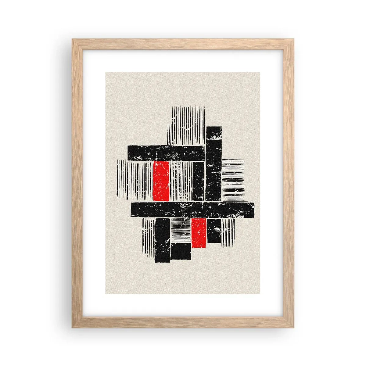 Poster in einem Rahmen aus heller Eiche - Rot und Schwarz - 30x40 cm