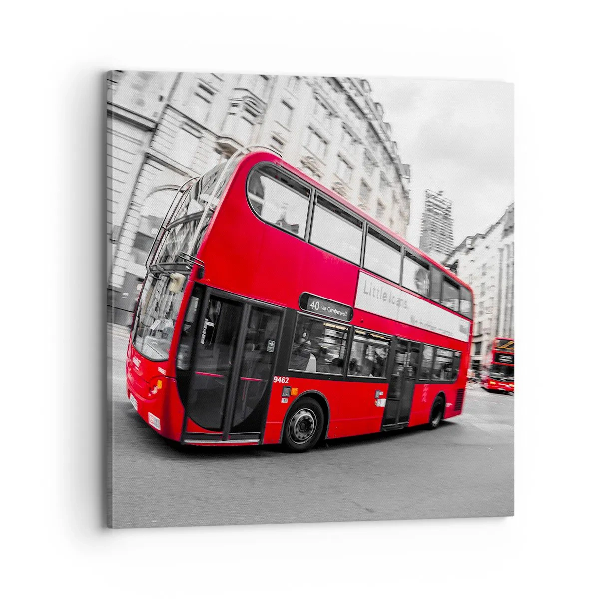 Bild auf Leinwand - Leinwandbild - London traditionell - mit dem Bus - 70x70 cm