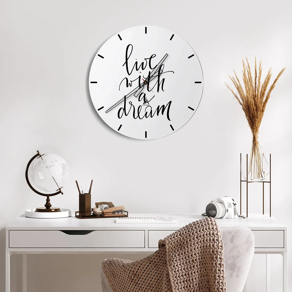 Wanduhr - Glasuhr - Minimalistischer Schriftzug in Schwarz auf weißem Hintergrund - 30x30cm - Na sicher - Moderne Wanddekoration für Wohnzimmer, Küche und Schlafzimmer ARTTOR