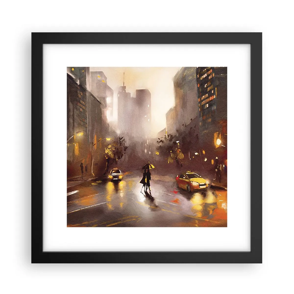 Poster in einem schwarzem Rahmen - Im Licht von New York - 30x30 cm