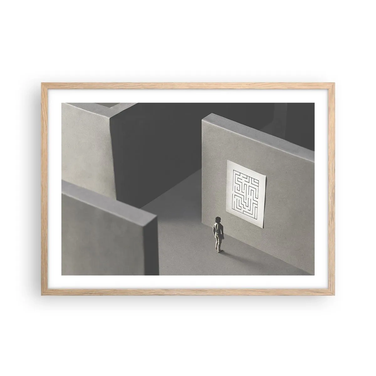 Poster in einem Rahmen aus heller Eiche - Aber wo bin ich? - 70x50 cm