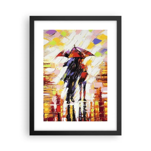 Poster in einem schwarzem Rahmen - Gemeinsam durch die Nacht und den Regen - 30x40 cm