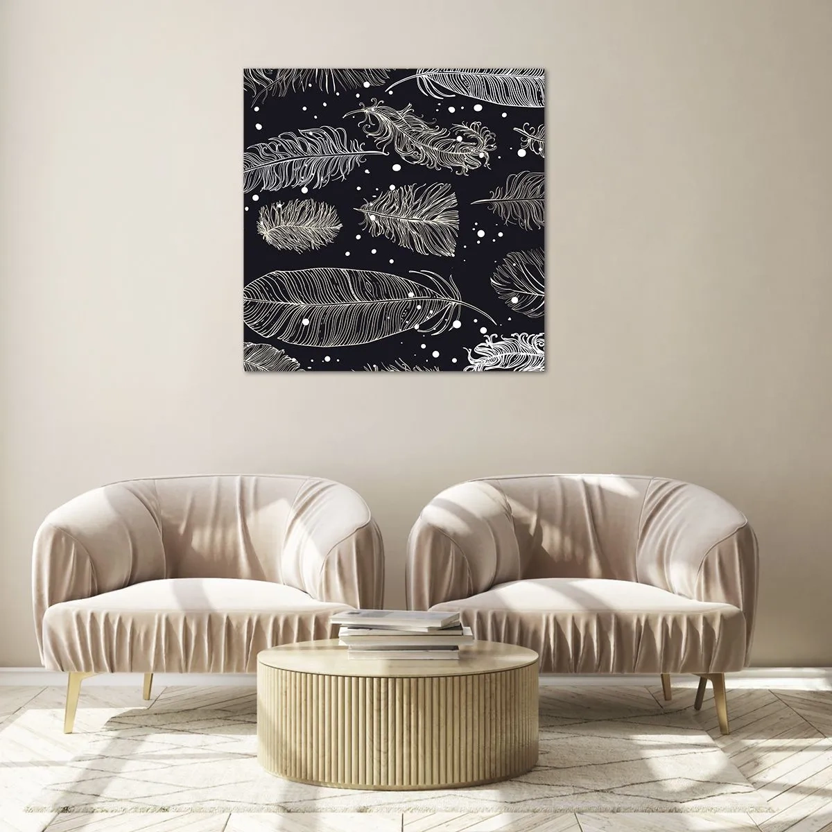 Glasbild - Bild auf glas - Gefiederte Spitze - 40x40 cm