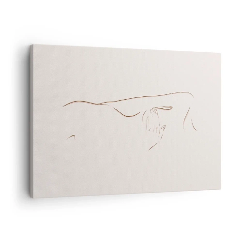 Bild auf Leinwand - Leinwandbild - Eine subtile Strichzeichnung einer Silhouette vor einem hellen Hintergrund - 70x50cm - Die Form des Verlangens - Moderne Wanddekoration für Wohnzimmer und Schlafzimmer ARTTOR