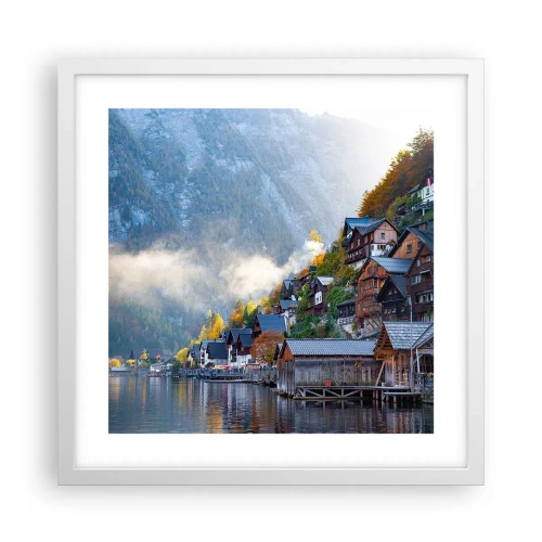 Poster in einem weißen Rahmen - Alpenatmosphäre - 40x40 cm