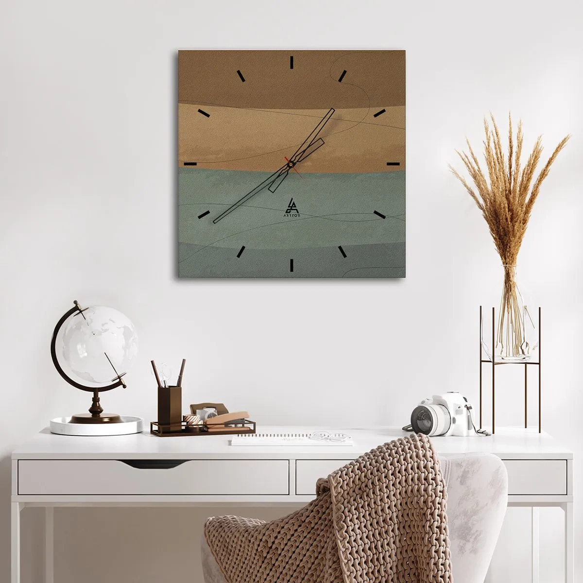 Wanduhr - Glasuhr - Horizontale Komposition - 30x30 cm