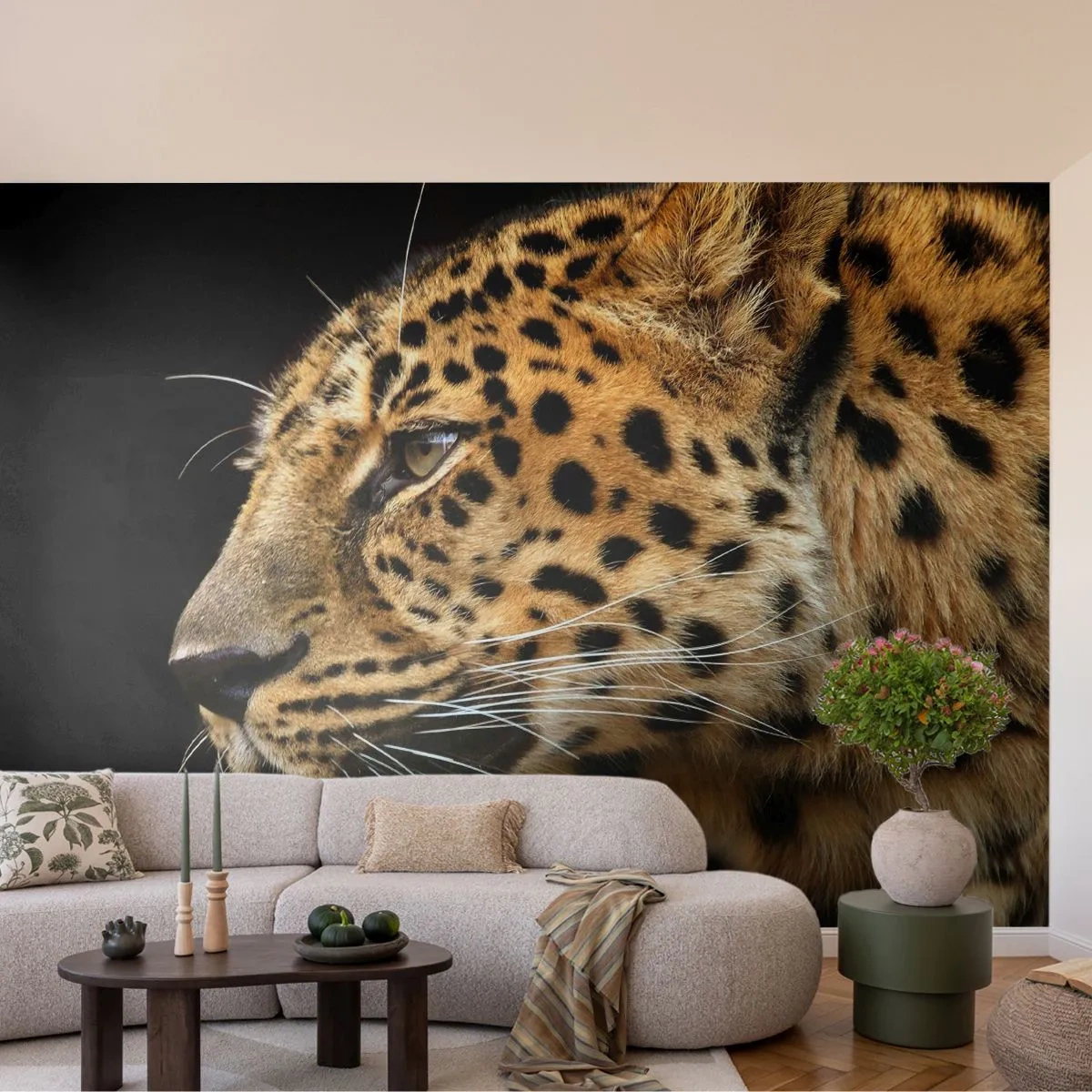 Selbstklebende Fototapete Deluxe Sticker - Ruhig, fokussiert, bereit - Tiere, Leopard, Afrika - 200x140 cm