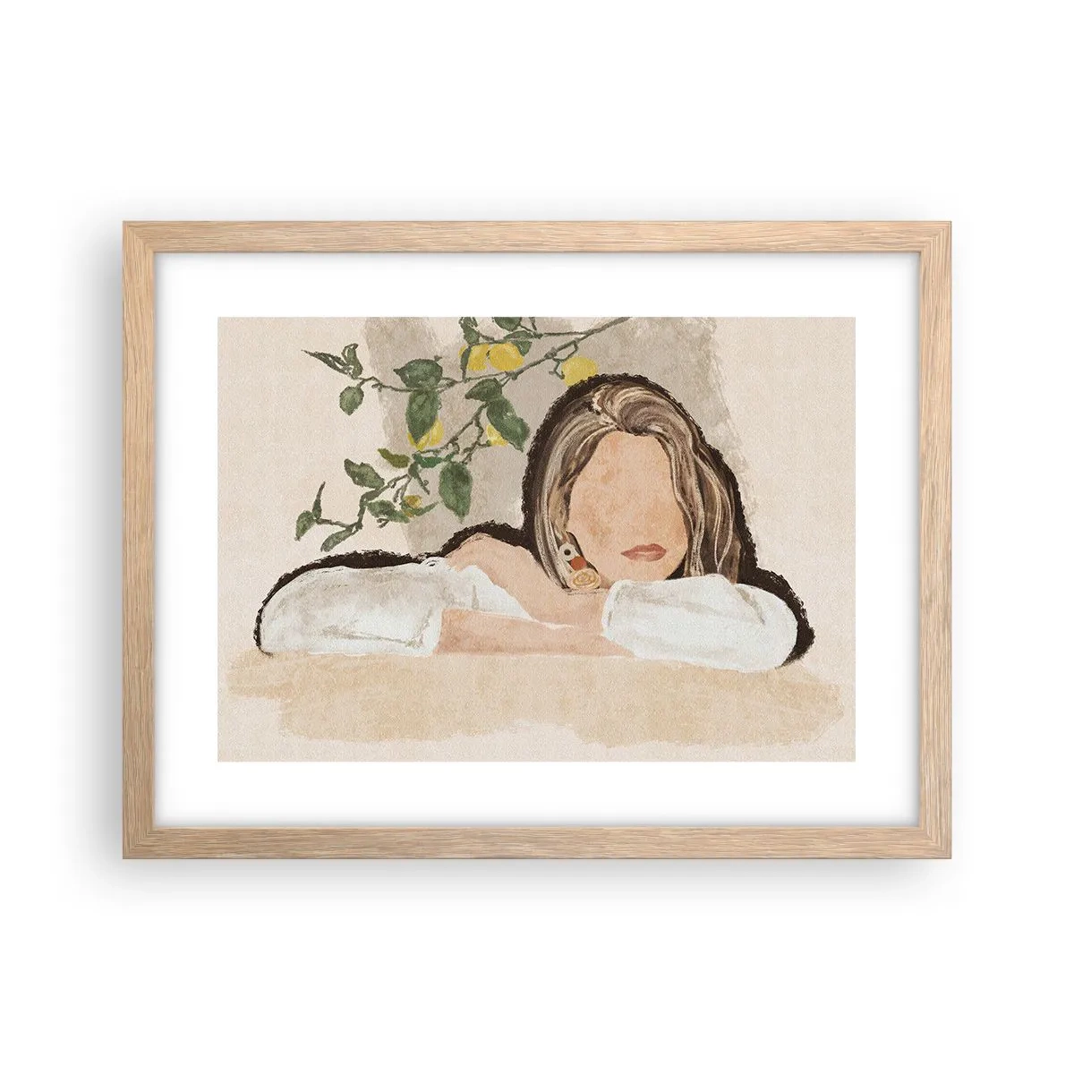 Poster in einem Rahmen aus heller Eiche - Südländische Schönheit - 40x30 cm