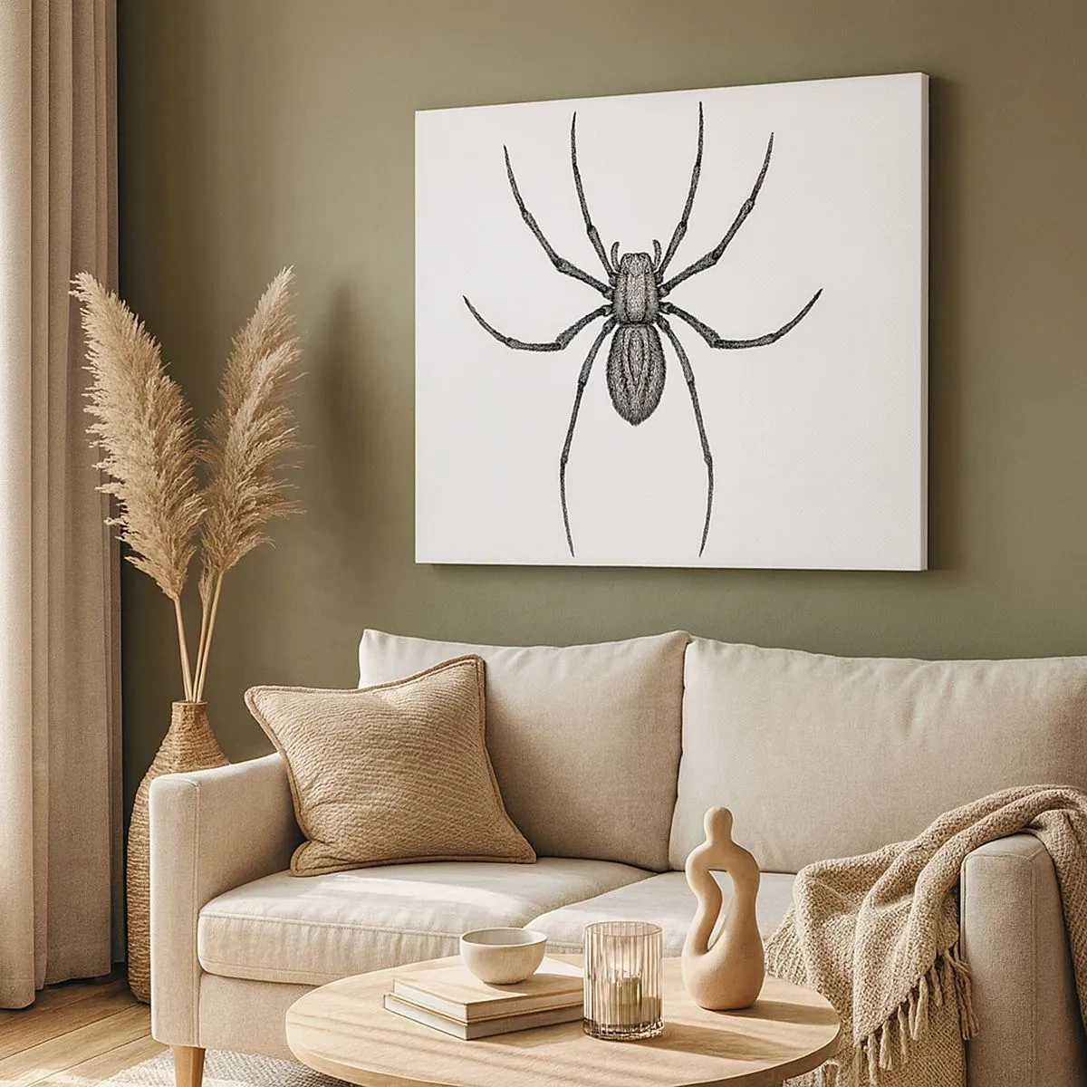 Bild auf Leinwand - Leinwandbild - Detail einer Spinne auf weißem Hintergrund im Cartoon-Stil - 70x50cm - Beunruhigende Präzision - Moderne Wanddekoration für Wohnzimmer und Schlafzimmer ARTTOR