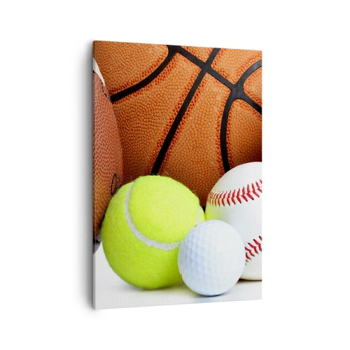 Bild auf Leinwand - Leinwandbild - Bälle verschiedener Sportarten - 50x70cm - Fußball verbindet uns! - Moderne Wanddekoration für Wohnzimmer und Schlafzimmer ARTTOR