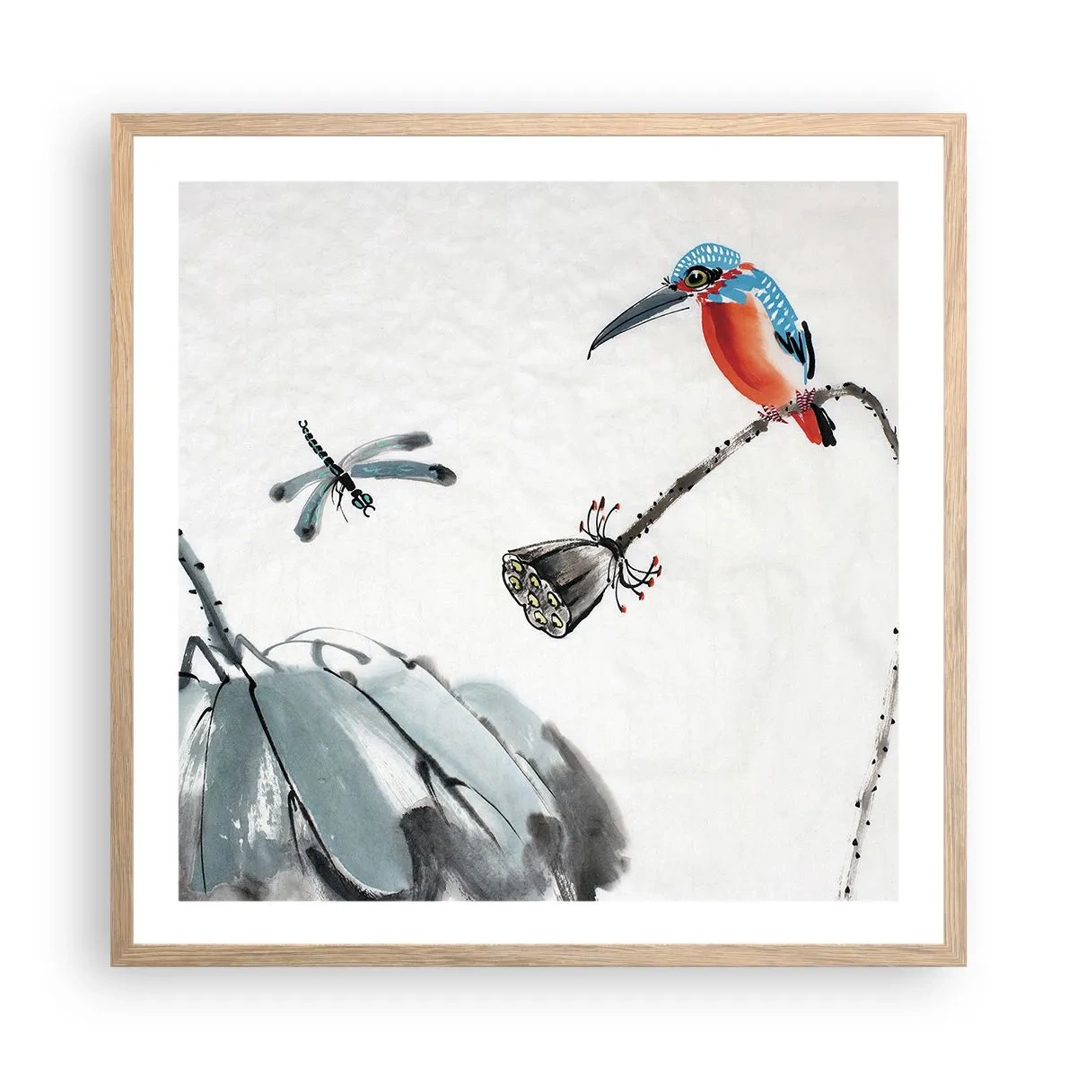 Poster in einem Rahmen aus heller Eiche - Das Leben der Wiese - 60x60 cm