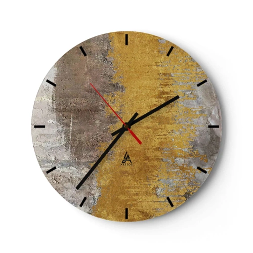 Wanduhr - Glasuhr - Goldgraue Textur im abstrakten Stil - 30x30cm - Goldene Explosion - Moderne Wanddekoration für Wohnzimmer, Küche und Schlafzimmer ARTTOR