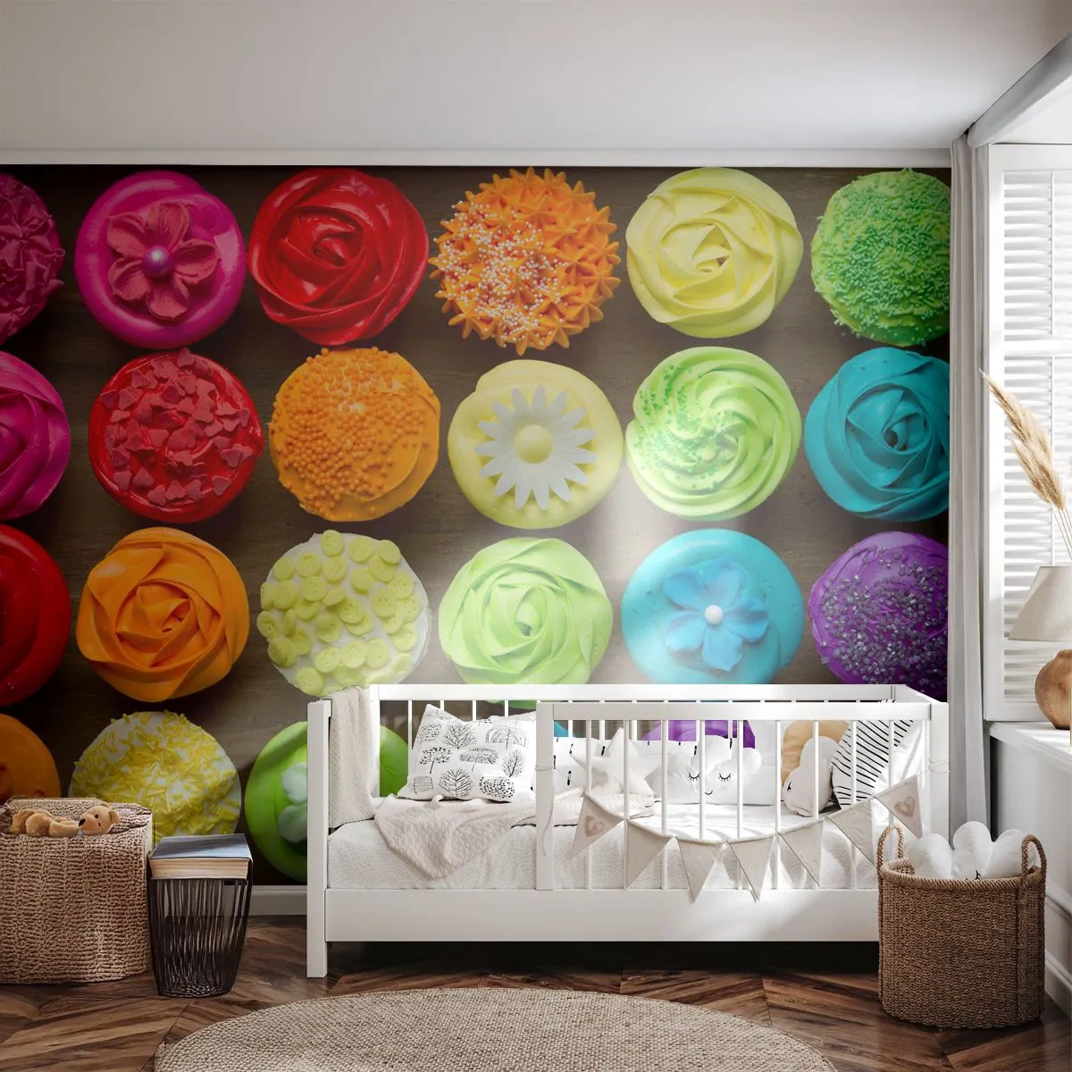 Fototapete Premium Canvas - Alles andere - alles lecker - Gastronomie, bunte Kekse, 3D - 400x280 cm