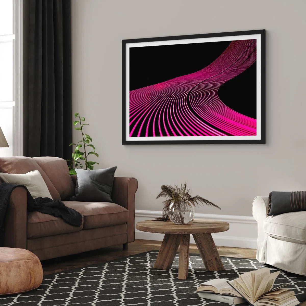 Poster in einem schwarzem Rahmen - Allee des Lichts - 40x30 cm