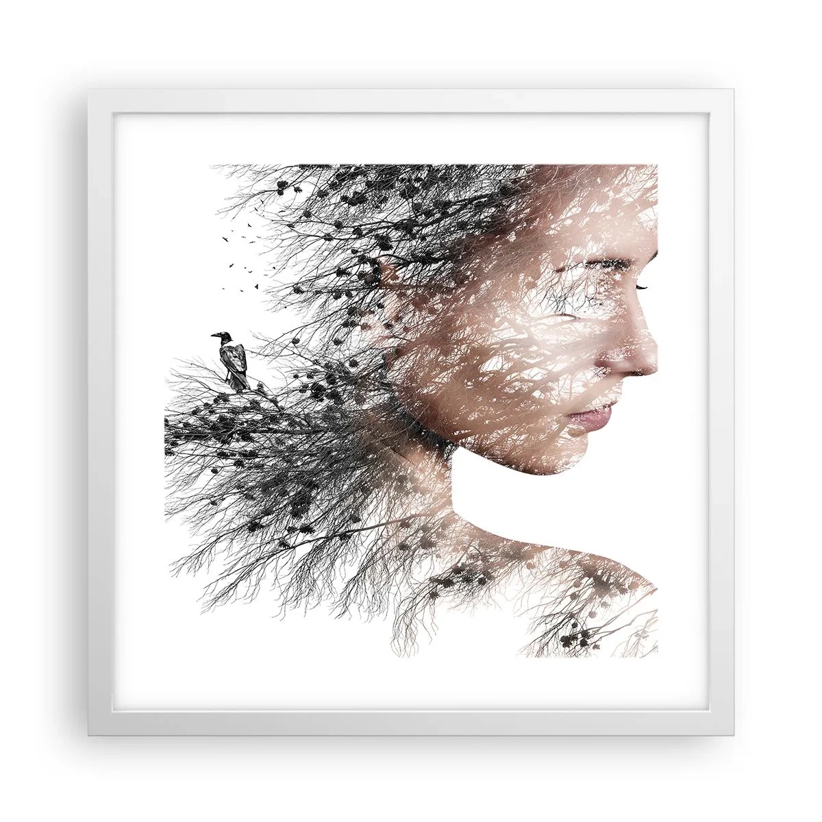 Poster in einem weißen Rahmen - Der Geist des Waldes - 40x40 cm