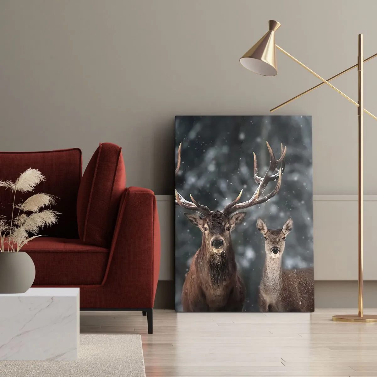 Bild auf Leinwand - Leinwandbild - Herr des Waldes mit seiner Frau - 45x80 cm