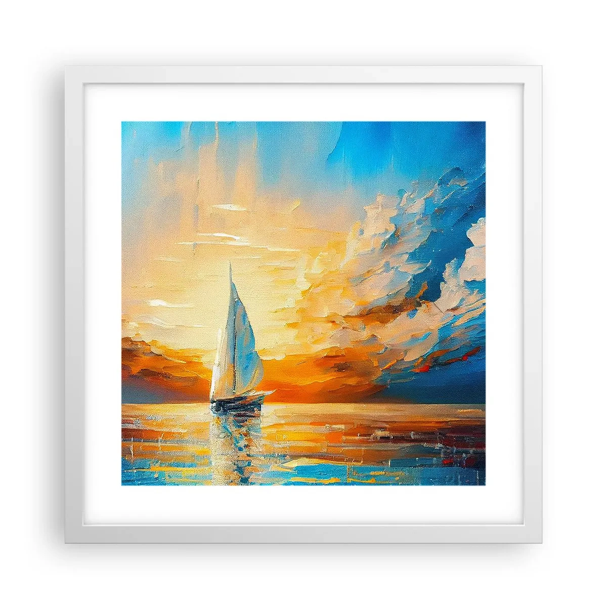 Poster in einem weißen Rahmen - In Gold segeln - 40x40 cm