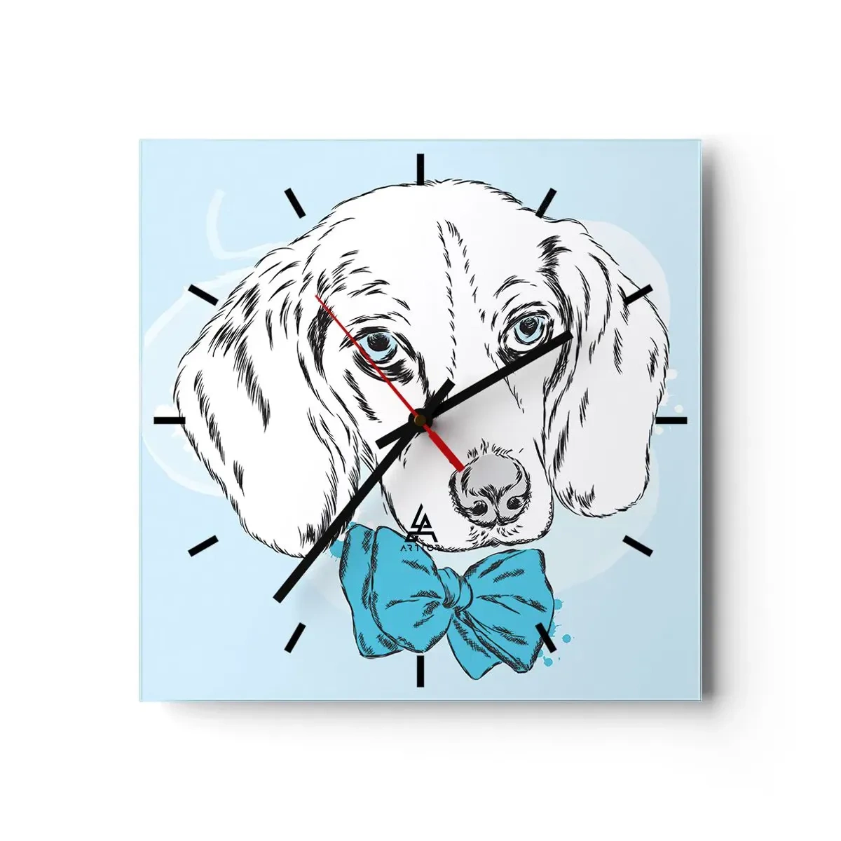 Wanduhr - Glasuhr - Hunde-Eleganz - 40x40 cm