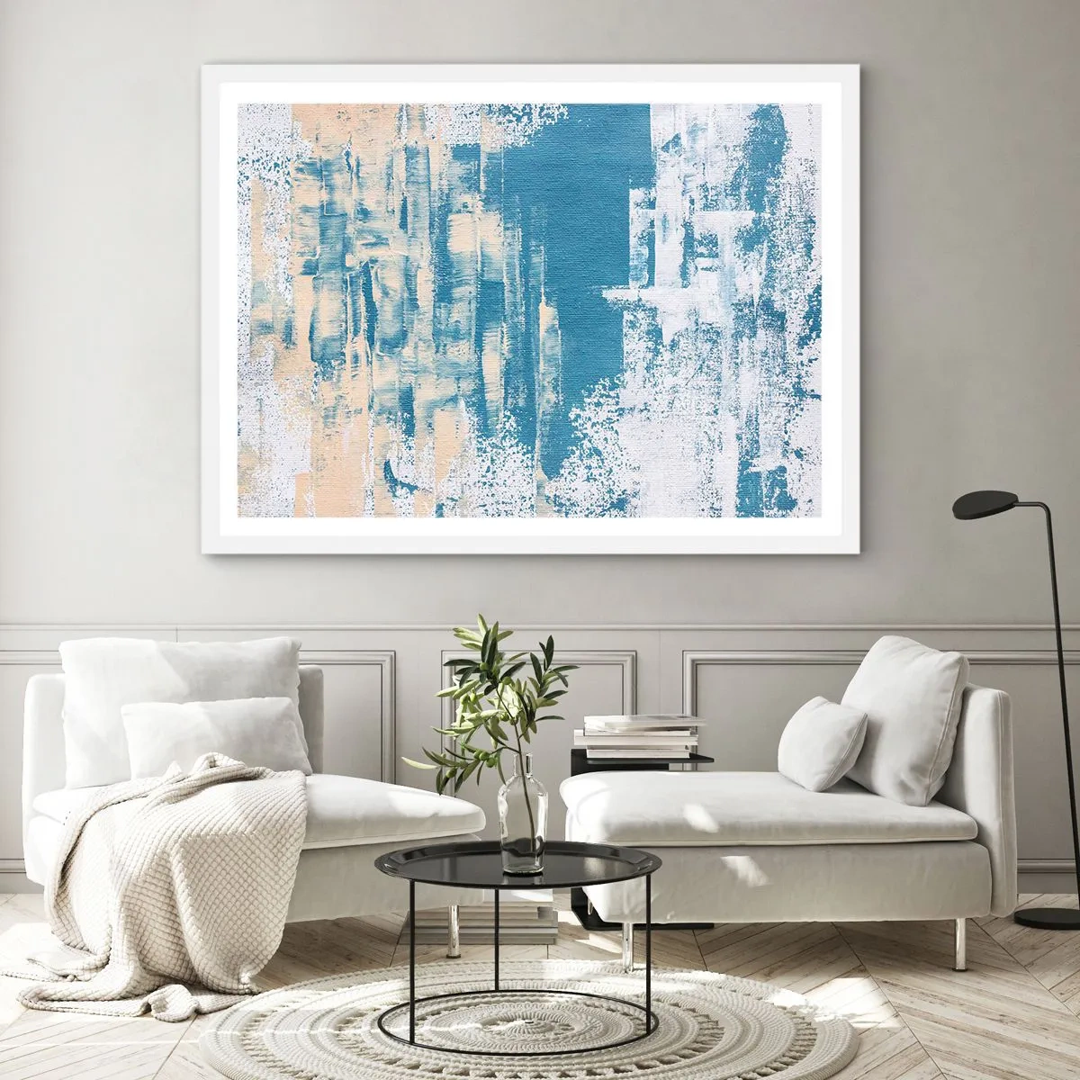 Poster in einem weißen Rahmen - Durch einen Eiszapfen - 50x40 cm