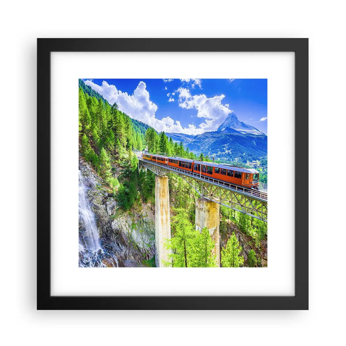 Poster in einem schwarzem Rahmen - Jetzt sind Alpen dran - 30x30 cm