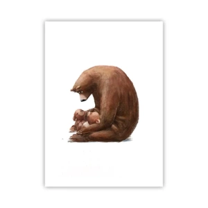 Poster - Mama Bär umarmt zwei kleine Bären in einer herzlichen Umarmung - 50x70cm - Süße Träume, Kinder - Moderne Wanddekoration für Wohnzimmer und Schlafzimmer ARTTOR